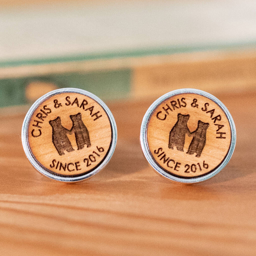 Image of Bear Couple Personalised Cufflinks