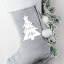 Personalised Christmas Tree Silver Grey Stocking, thumbnail 2 of 2