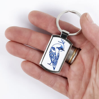 Blue And White Lovebird Millefiori Keyring, 2 of 9