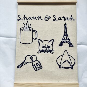 Personalised Embroidered Couples Love Story, 8 of 8