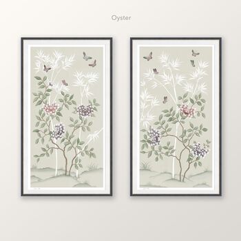 Peony And Butterfly Chinoiserie Set Of Two Prints, 4 of 5