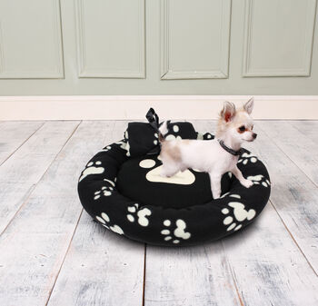 Fleeced Paw Print Puppy Blanket And Bed, 2 of 5