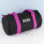 Monogrammed Barrel Gym Bag With Retro Personalisation, thumbnail 4 of 9