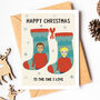 Personalised Couple Christmas Stocking Card, thumbnail 3 of 4