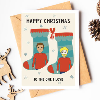 Personalised Couple Christmas Stocking Card, 3 of 4