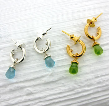 Sterling Silver And Gold Vermeil Gemstone Mini Hoops, 11 of 12
