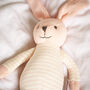 Crochet Bunny In Pink Stripes Soft Toy For Baby And Toddler, thumbnail 7 of 12