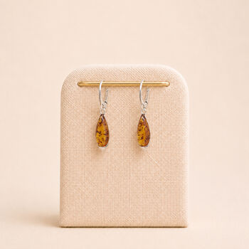 Sterling Silver Baltic Amber Teardrop Earrings, 2 of 6