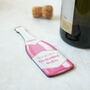 Personalised Pink Champagne Gift Tag, Bottle In Wood, thumbnail 3 of 3