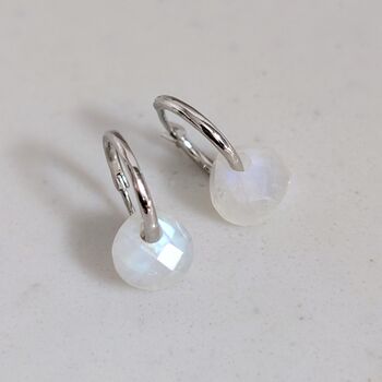 Moonstone Teardrop June Birthstone Earrings, Silver, 3 of 5