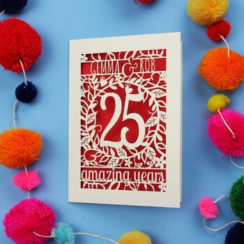 Silver Wedding Anniversary Card 25 Amazing Years, 3 of 11