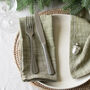 Set Of Four Olive Green Cotton Napkins, thumbnail 1 of 2