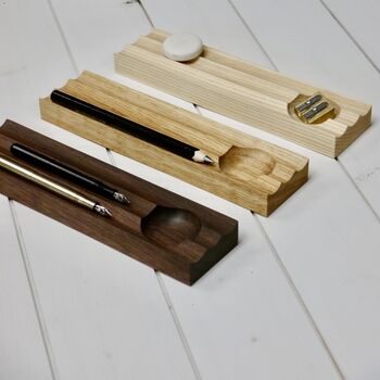 Personalised Wooden Pencil Tray With Storage Dish, 4 of 8