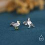 Mismatched Seagull And Pigeon Stud Earrings In Sterling Silver, thumbnail 1 of 12