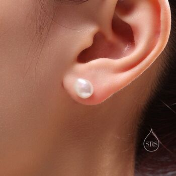 Sterling Silver Genuine Fresh Water Pearls Stud Earrings, 5 of 12