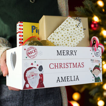 Personalised Christmas White Wooden Crate, 5 of 5