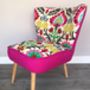 Cocktail Chair In Vibrant Fabric With Pink Harris Tweed, thumbnail 8 of 10