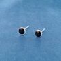 Black Onyx Stone 10 Mm Stud Earrings, Sterling Silver Unisex Studs, thumbnail 2 of 7