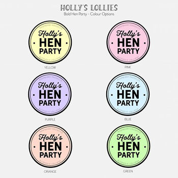 Personalised Bold Pastel Hen Party Giant Lollipops, 3 of 5