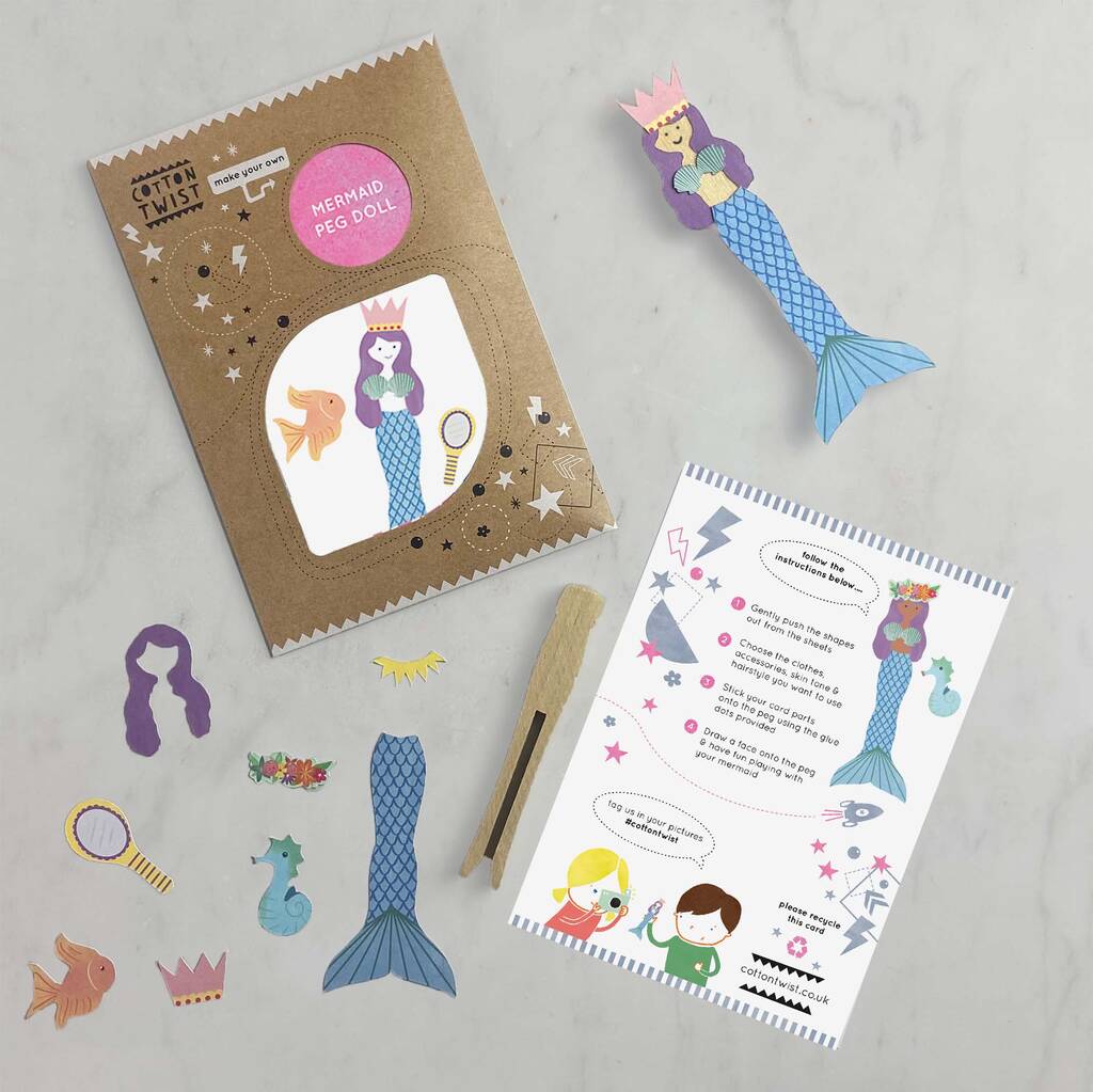 Make Your Own Mermaid Peg Doll Kit, 1 of 8