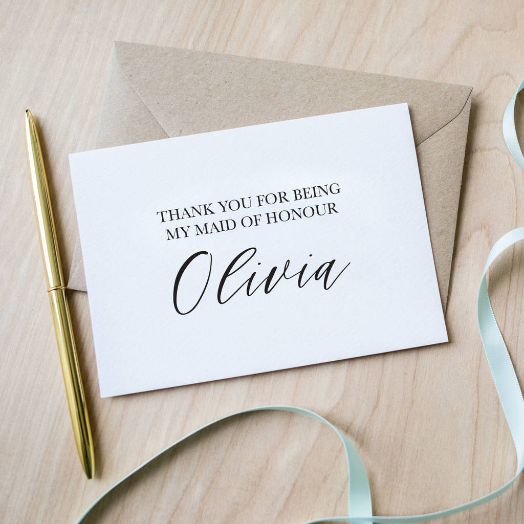Personalised Thank You For Being My Maid Of Honour Card