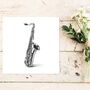 Saxophone – Hand Drawn Music Greeting Card Illustration, thumbnail 3 of 6