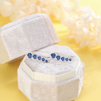 Sapphire Blue Cz Crystal Crawler Earrings, 5 of 10