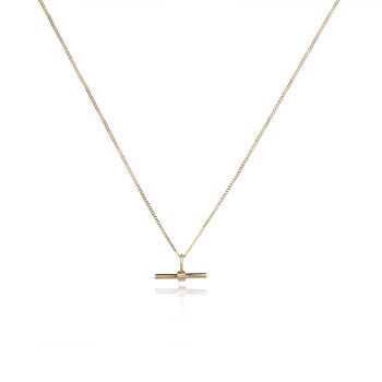 The Equilibrium Bar Charm Necklace In Sterling Silver And Gold Plated, 2 of 5
