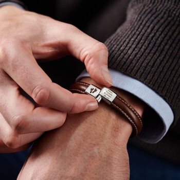 Personalised Men's New Baby Leather And Steel Bracelet, 4 of 5