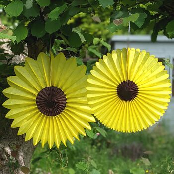 Sunflower Honeycomb Paper Fan Decorations Two Sizes, 2 of 5