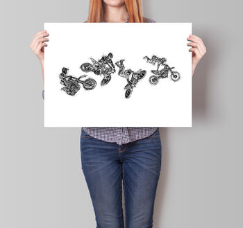 Motocross Sketch Collage Poster, 3 of 3