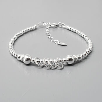 40th Birthday Beaded Rings Bracelet, Sterling Silver, 2 of 3