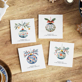 Scandi Bauble Christmas Cards Optional Family Name, 2 of 2