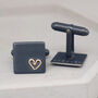 Personalised Wedding Cufflinks. Black 9ct Gold Heart, thumbnail 1 of 11