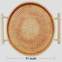 Rattan Round Serving Tray With Wood Handles, thumbnail 2 of 4