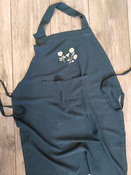 Hand Embroidery Daisy Linen Apron, 5 of 5