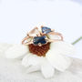 Popi 9ct Gold Double Pear Moonstone And Sapphire Ring, thumbnail 4 of 5