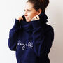 Cowl Neck Navy Day Off Hoodie, thumbnail 2 of 6