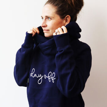 Cowl Neck Navy Day Off Hoodie, 2 of 6