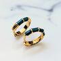 Bamboo Accent Teal Enamel Gold Plated Hoop Earrings, thumbnail 1 of 4