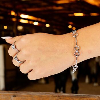 Petite Size Sterling Silver Snaffle Bit Bracelet, 4 of 12