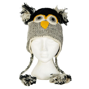 Natural Owl Hand Knitted Woollen Animal Hat, 5 of 5