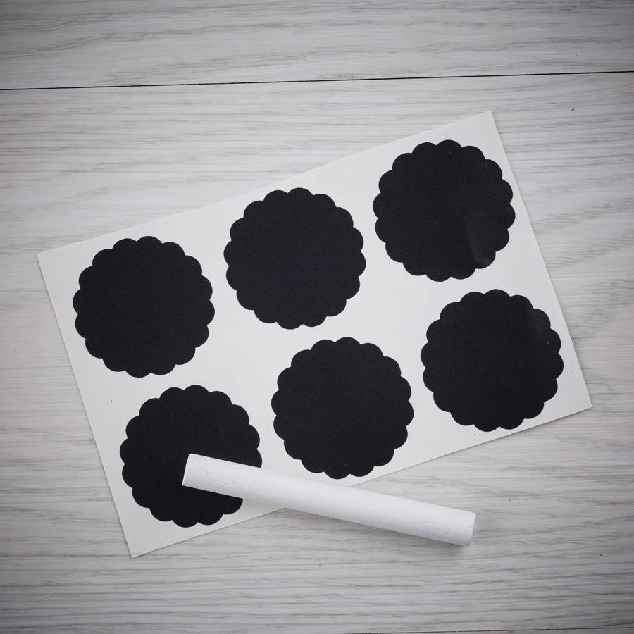 Reuseable Scalloped Round Chalkboard Labels By Pink Biscuits