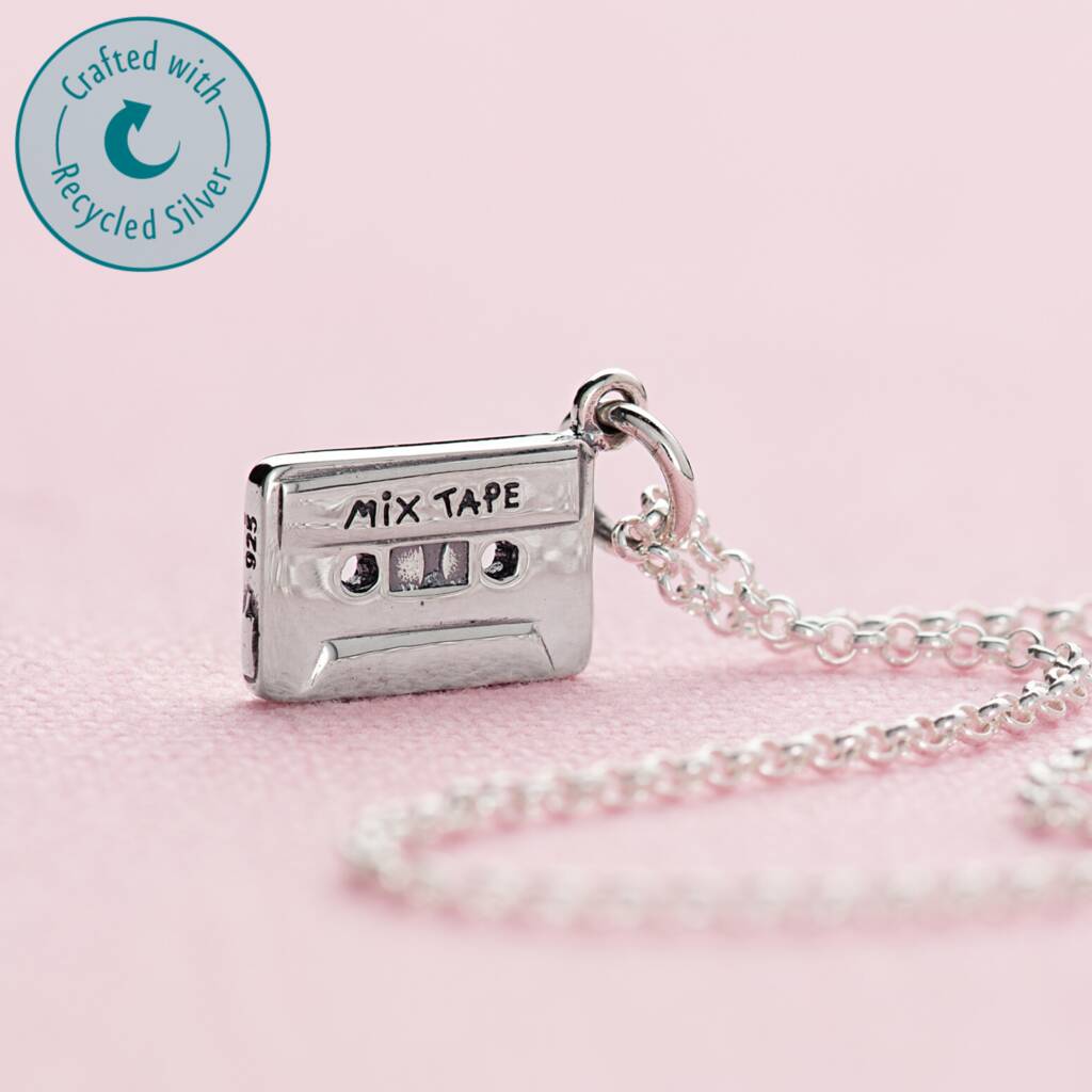 Personalised Sterling Silver Cassette Tape Necklace By Lily Charmed