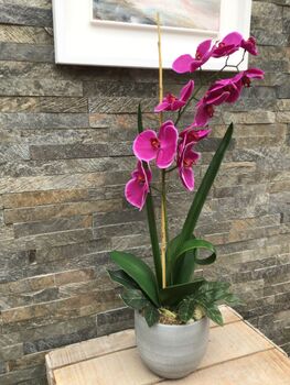 Large Cerise Pink Artificial Silk Orchid Arrangement, 5 of 7