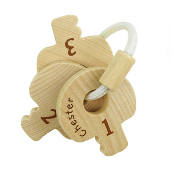 Personalised Wooden Baby Keys, 2 of 5