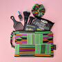 Large African Print Zip Pouch | Green Kofi Kente Print, thumbnail 1 of 3