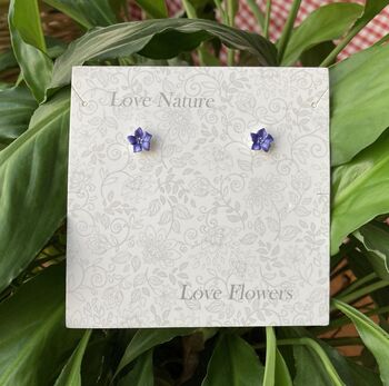 Periwinkle Blue Flower Mini Stud Earrings, 3 of 4