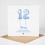 Personalised Blue Balloon 12th Birthday Card, thumbnail 2 of 5