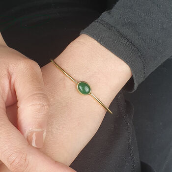 Emerald May Birthstone Gold Plated Bangle Bracelet, 2 of 4